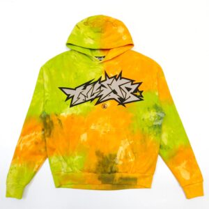Hellstar Halloween Vomit Hoodie in Orange and Green Tie-Dye