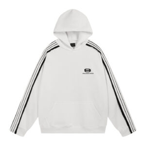 Balenciaga Unity Sports Icon Large Hoodie in Dirty White and Black Dry Fleece