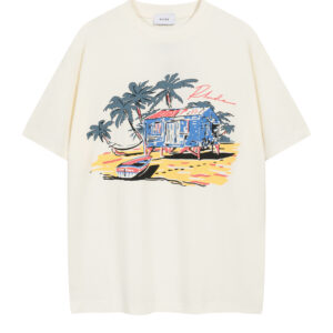 Rhude Beach Side T-shirt in Vintage White with a Beach Graphic Print