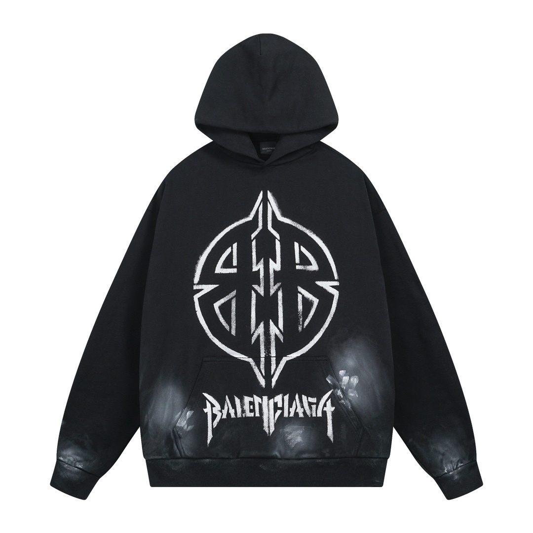 Balenciaga Metal BB Stencil Hoodie in Black