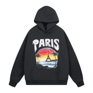 Balenciaga Paris Tropical Cotton Hoodie in Faded Black