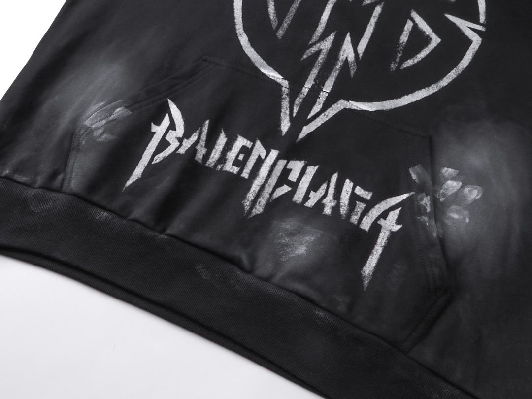 Balenciaga Metal BB Stencil Hoodie in Black - Image 4