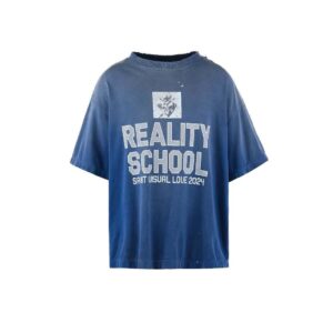 SAINT Mxxxxxx Reality School Distressed T-shirt in Blue Cotton