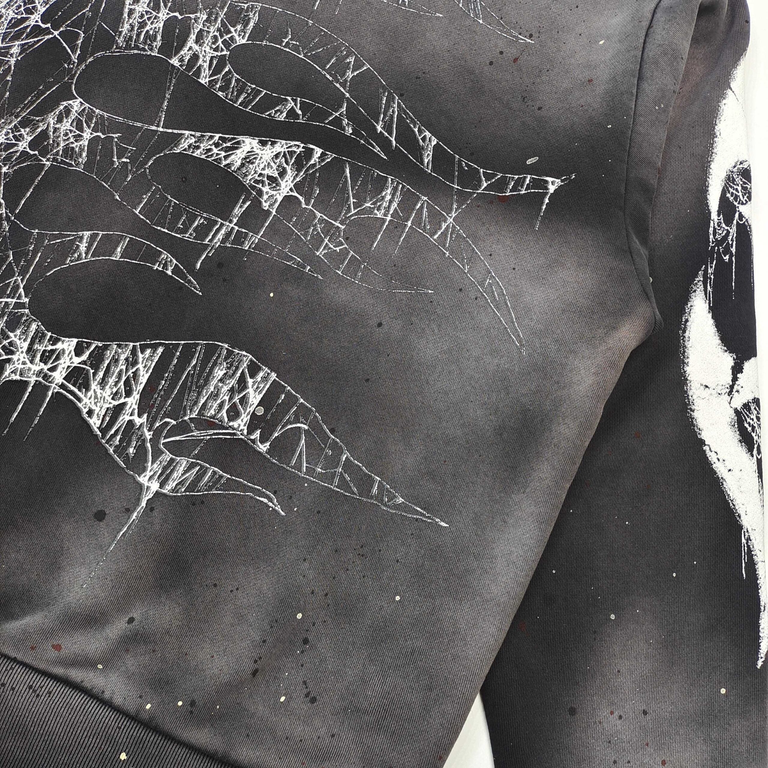 Hellstar Spiderweb Sport Logo Zip-Up Hoodie in Vintage Black - Image 4