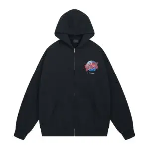 Balenciaga Planet Earth Zip-Up Hoodie in Black