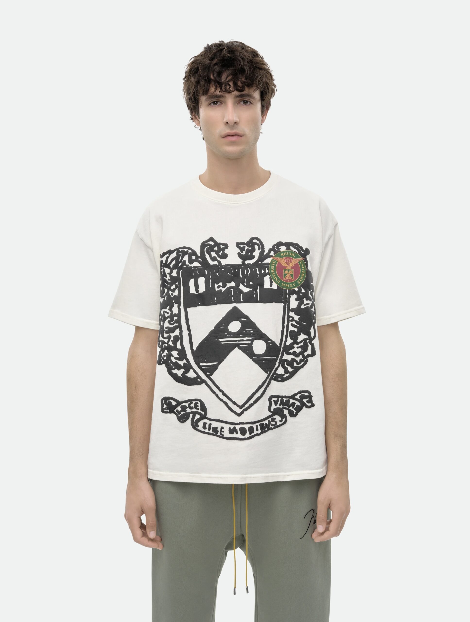Rhude Runway Crest T-shirt in Vintage White - Image 5